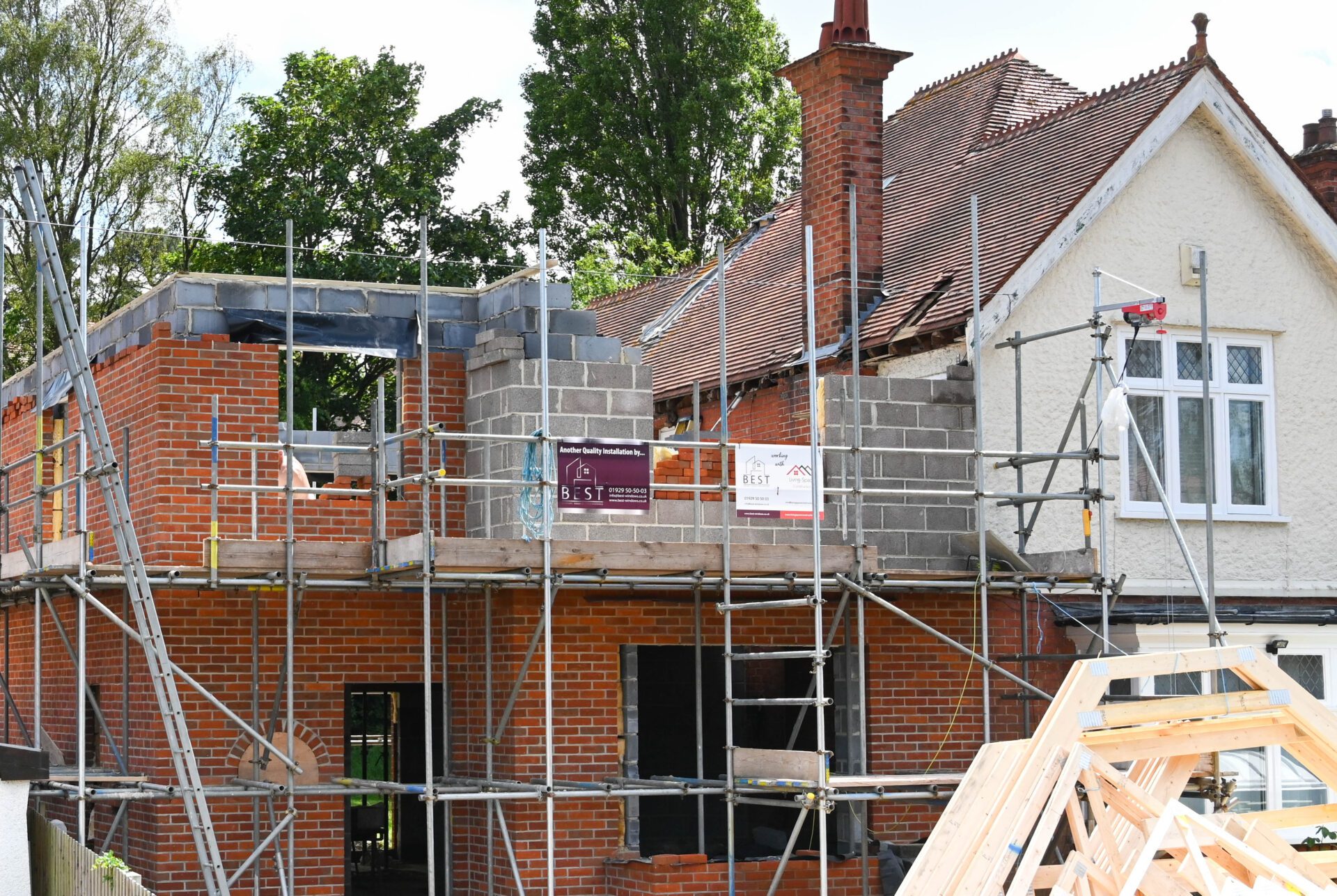 Extension being built on a house Scaffolding