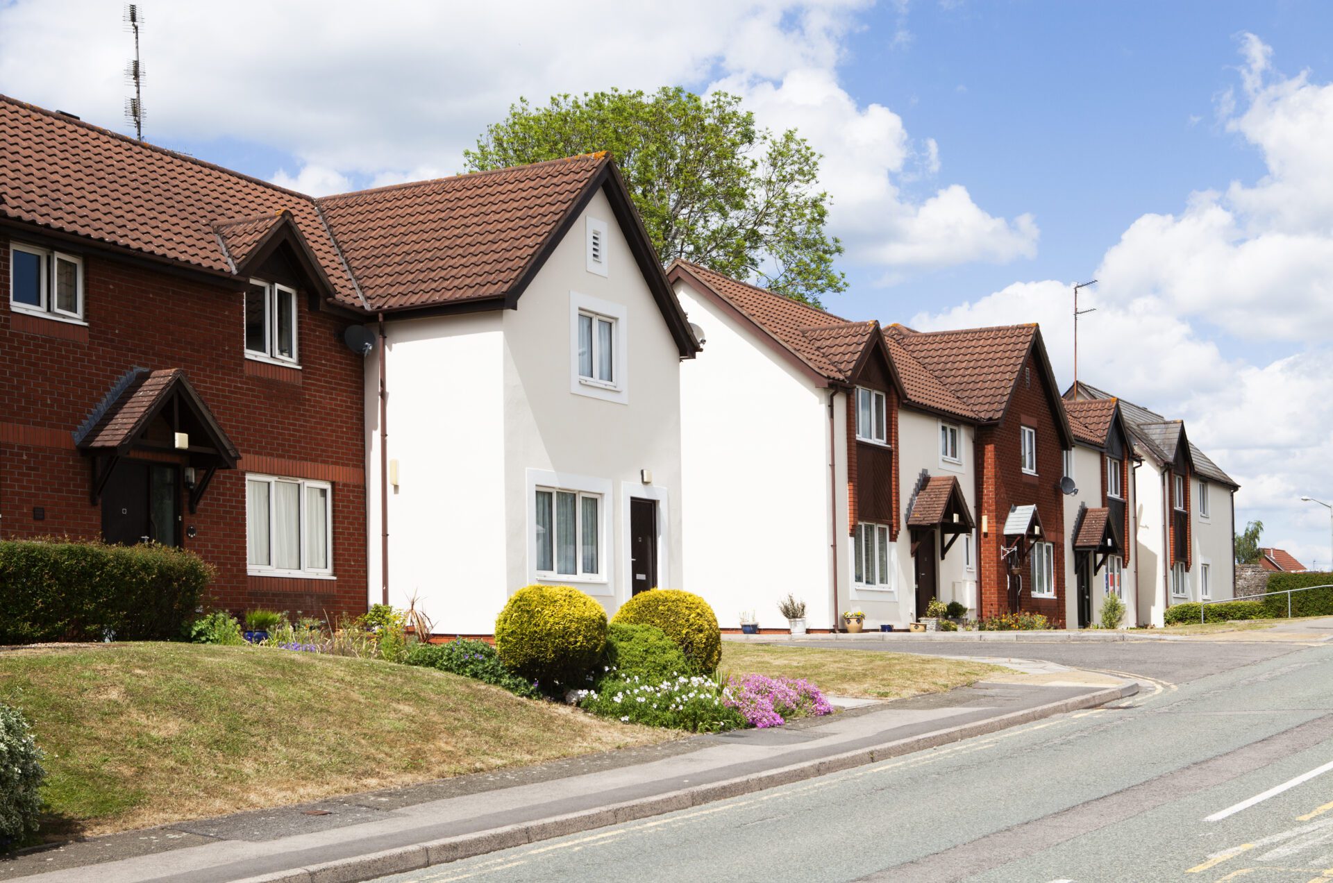 Row of new houses in a street